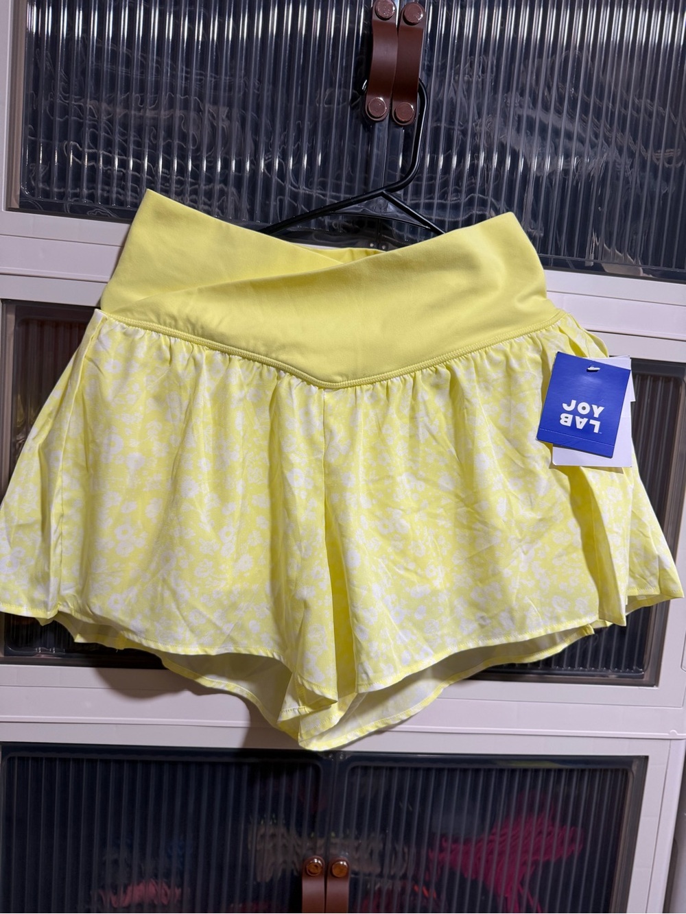 JoyLab Lemon Yellow Floral Circle Skort